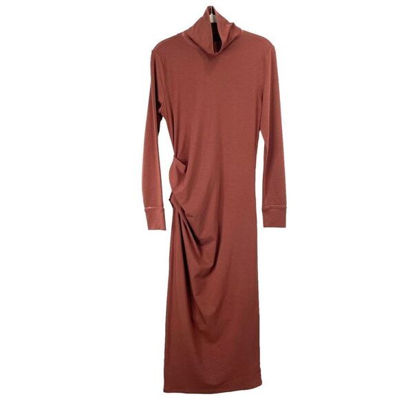 Athleta Industry turtleneck sheath midi dress Size XS Havana Brown rust - Picture 3 of 10